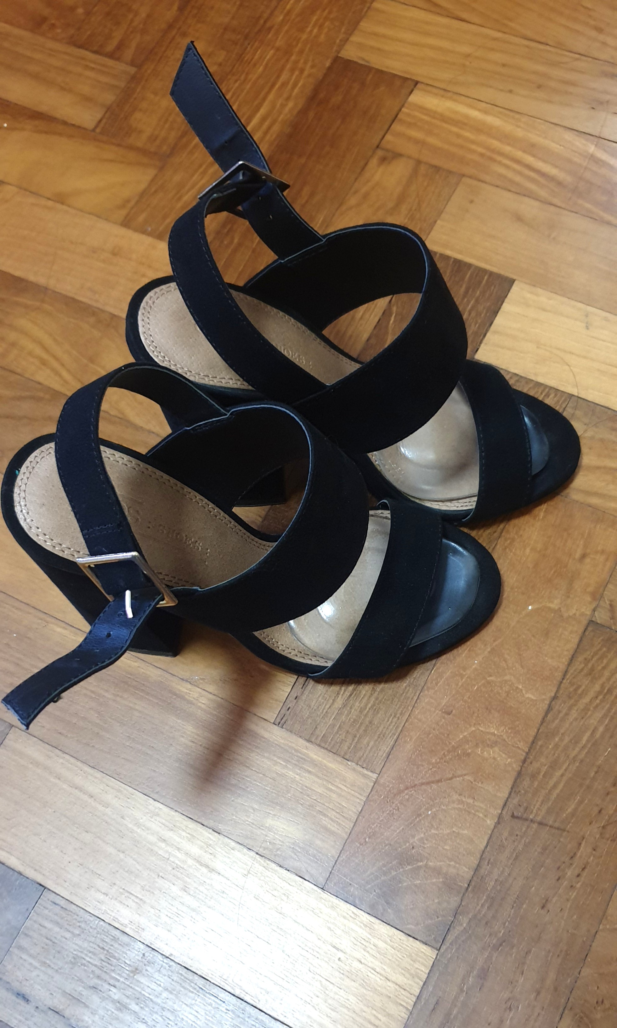 ASOS DESIGN Herin mid block heeled sandals in black | £24.00 | Closer