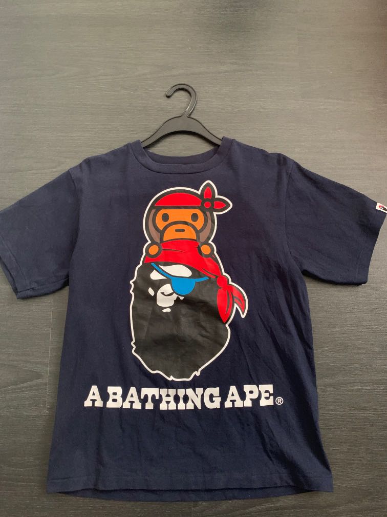 Bape a bathing ape bape Pirate Baby Milo t-shirt size Medium And 2XL available Black 