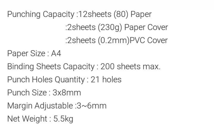Binding Machine/ Mesin Binding (Category: Portable Audio Accessories) located in Johor Bahru. Submitted by izza057 (Listing ID 234491939, Image 2). Description: Serious buyer only. Original price RM260 Lightly used Clear store Free gift A4 paper & binding ring. Thank you..