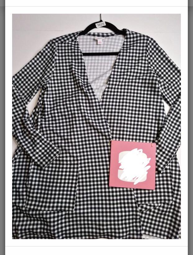 Bnwt Lularoe Caroline jacket cardigan black plaid xs Women s