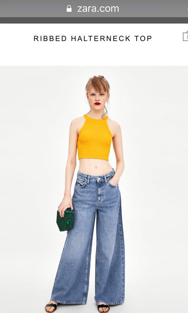 Zara yellow ribbed top clearance