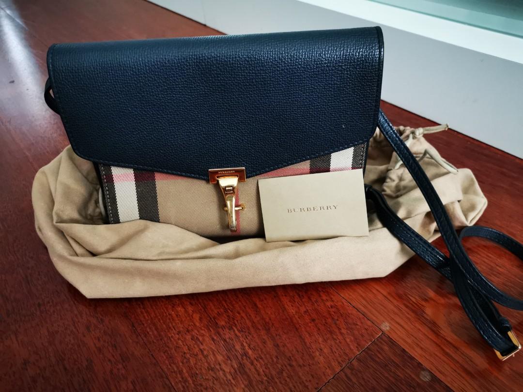 Burberry small vintage check shop and leather crossbody bag