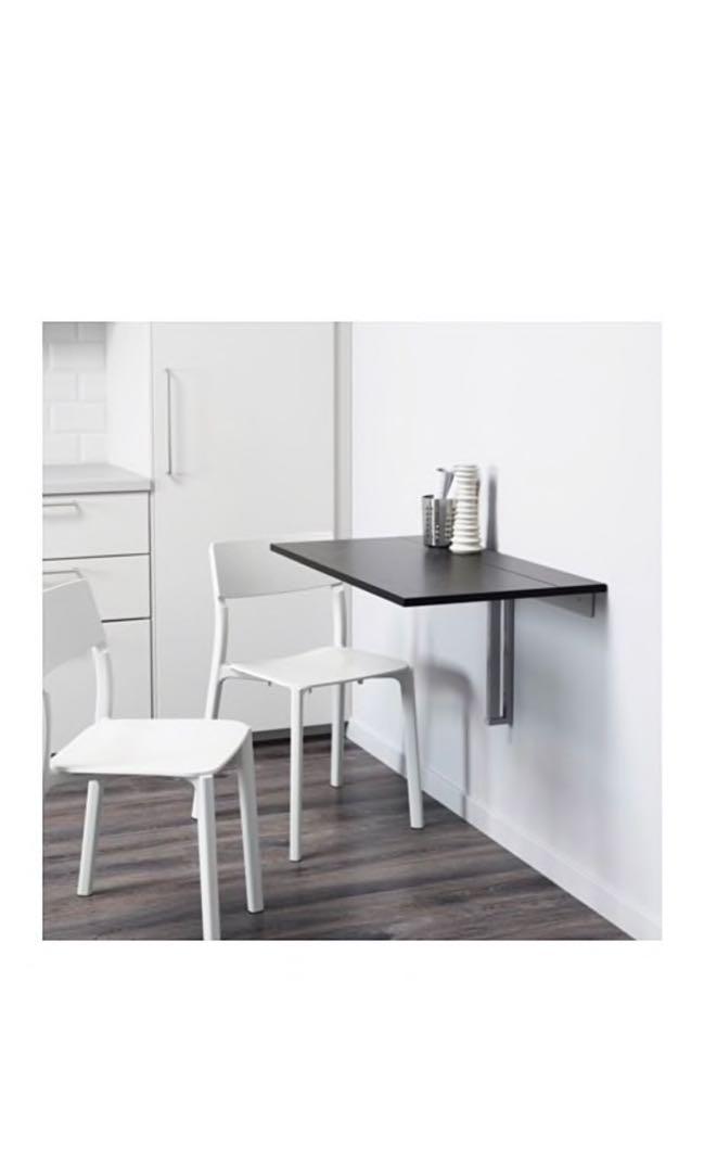 BJURSTA Folding table Ikea drop leaf table, Furniture & Home Living