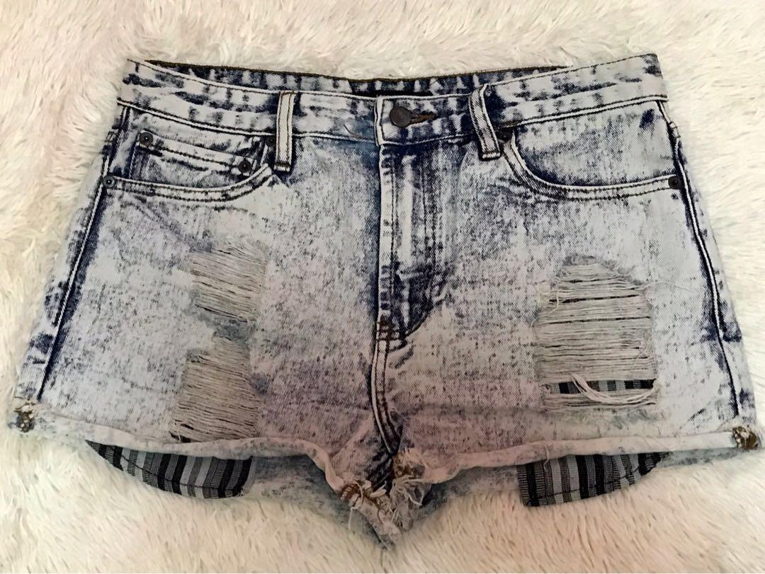 washed out denim shorts