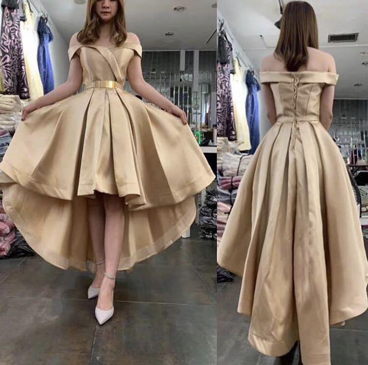gold high low gown