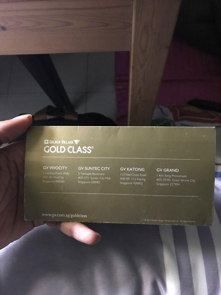 GV Gold Class Ticket (x2), Tickets & Vouchers, Vouchers on Carousell