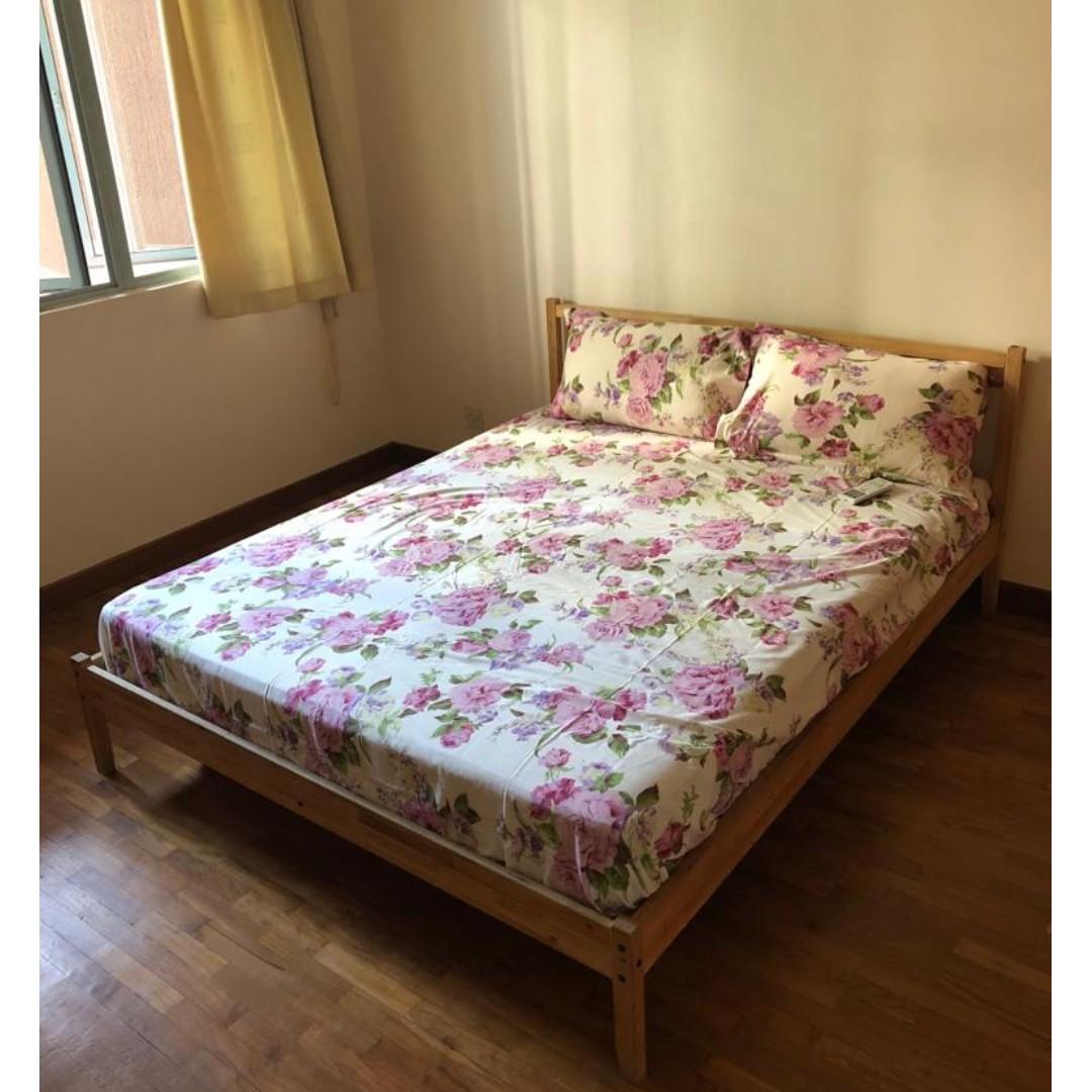 IKEA Queen Bed with IKEA Mattress, Furniture & Home Living, Furniture