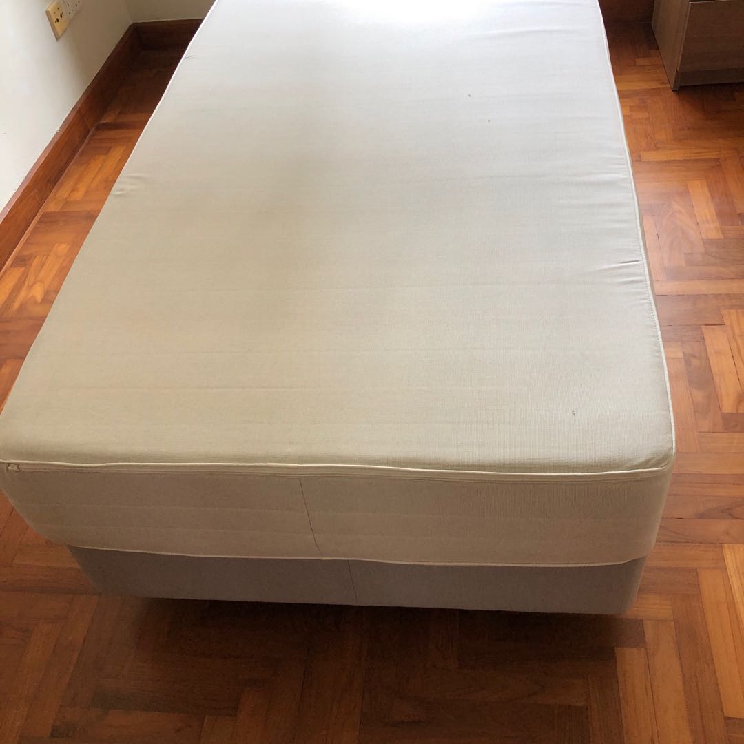 IKEA single bed base and mattress set, Furniture & Home Living