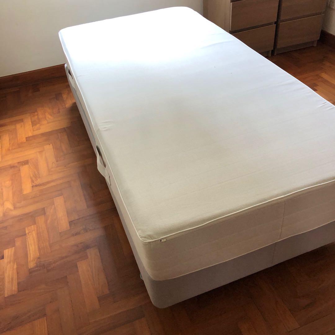 IKEA single bed base and mattress set, Furniture & Home Living