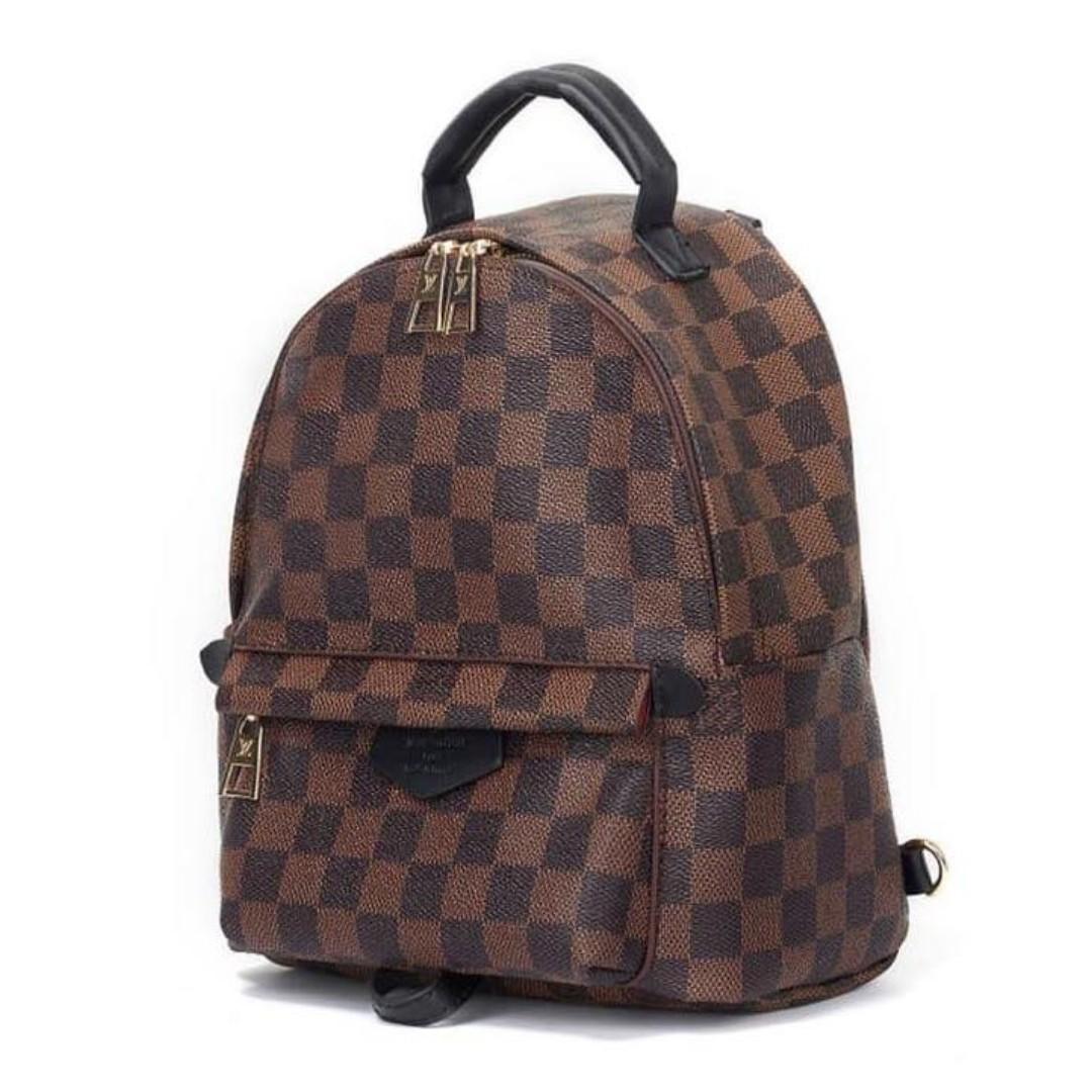 Louis Vuitton Palm Springs Mini Backpack Damier Ebene Print Leather Rucksack Women&#39;s Bag Brown ...