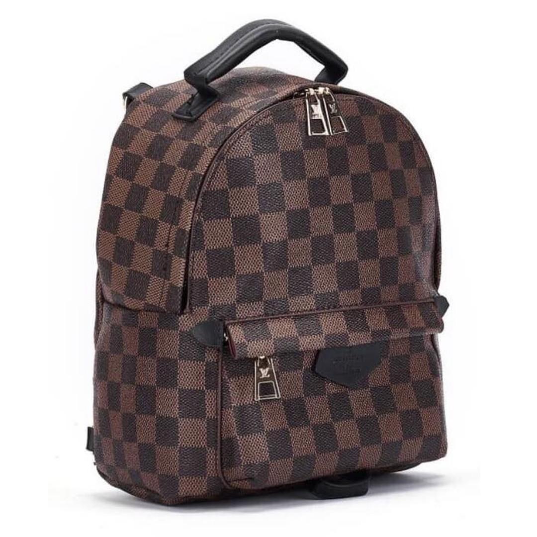 Louis Vuitton Palm Springs Mini Backpack Damier Ebene Print Leather Rucksack Women&#39;s Bag Brown ...