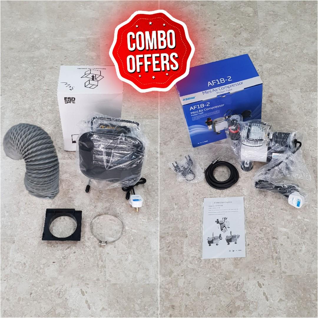 Mini air compressor + Exhaust/Ventilation Fan with 2M Exhaust Duct, Furniture & Home Living