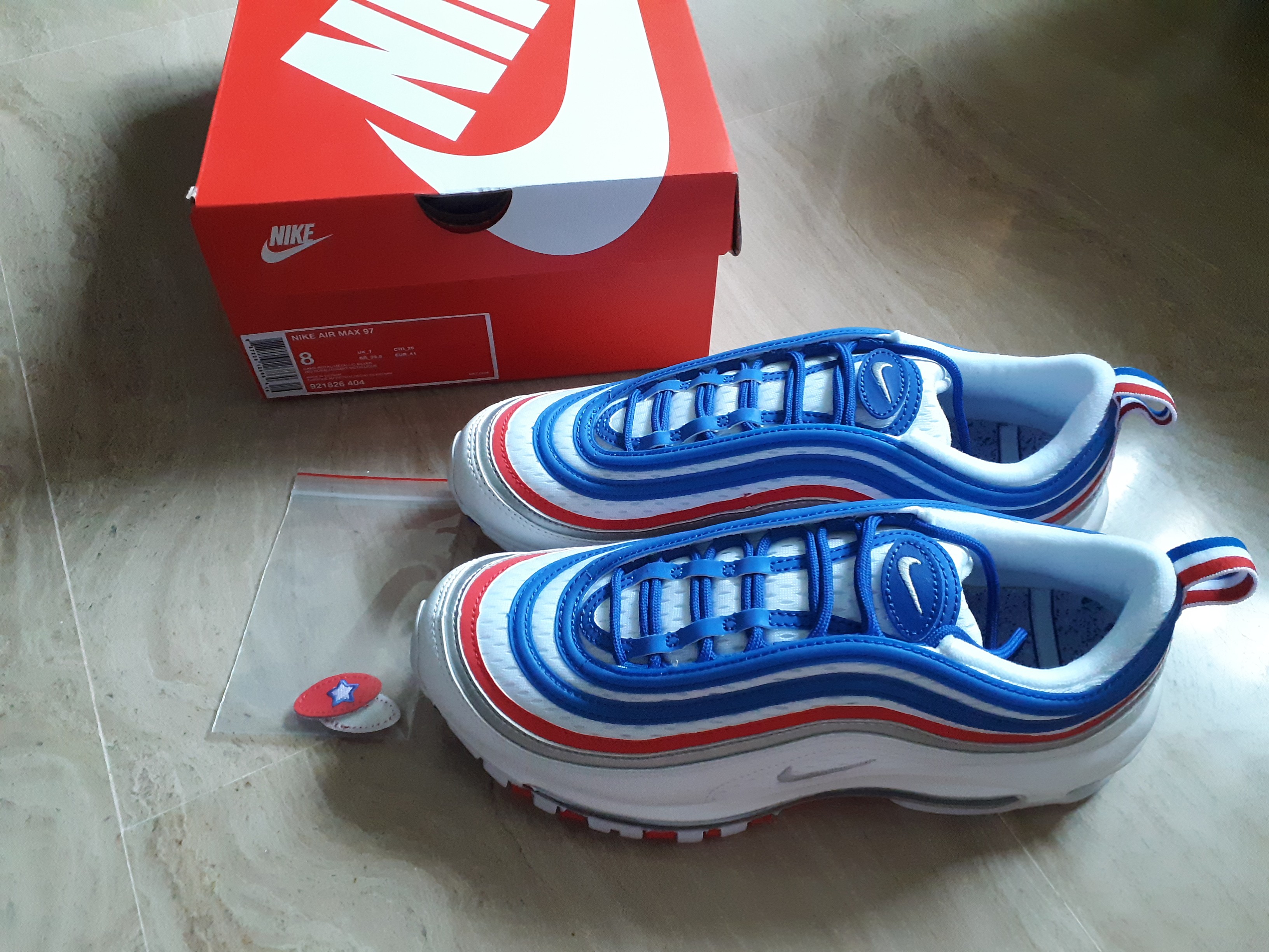 nike air max 97 blue white and red