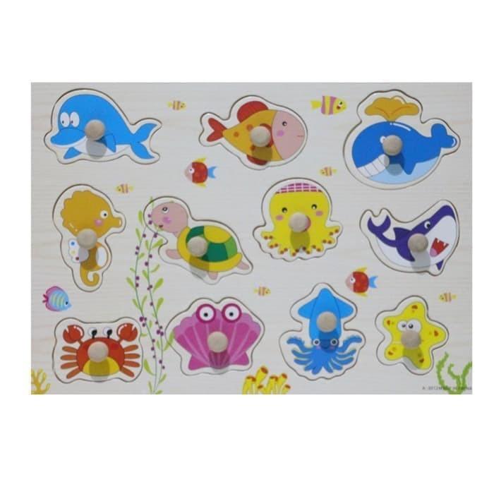 Puzzle Kayu Model Banyak Hewan Laut Dll Babies Kids Toys