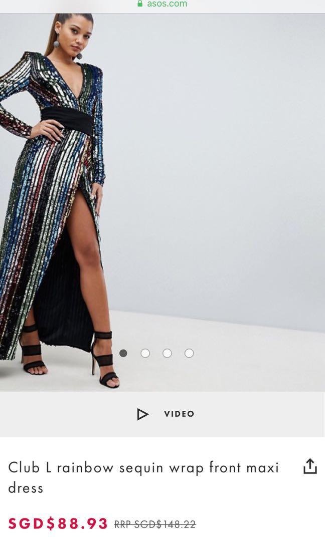 Asos rainbow sequin dress cheap