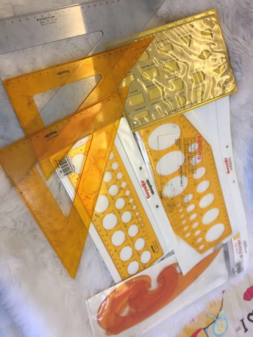 Rotring and Steadtler Drafting Ruler Set, Hobbies & Toys, Stationary ...