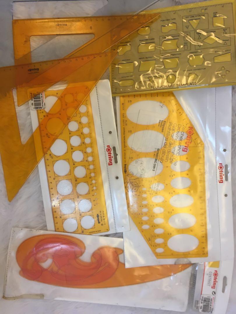 Rotring and Steadtler Drafting Ruler Set, Hobbies & Toys, Stationary ...