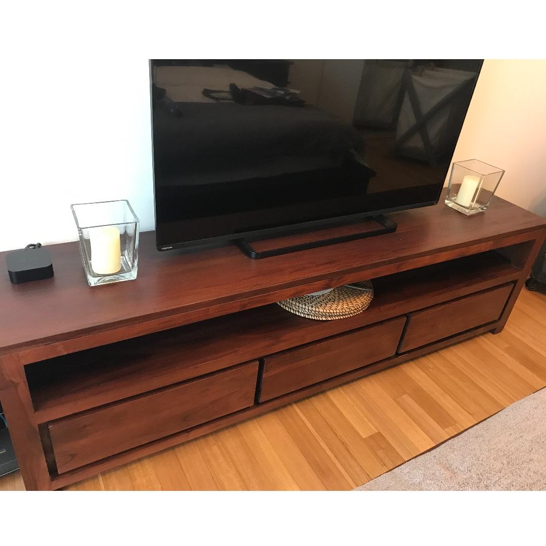 Teak wood tv console top