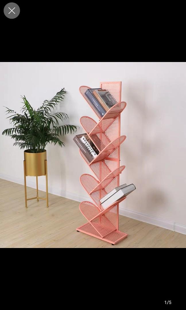 Tree Style Bookshelf White Color Furniture Shelves Drawers On