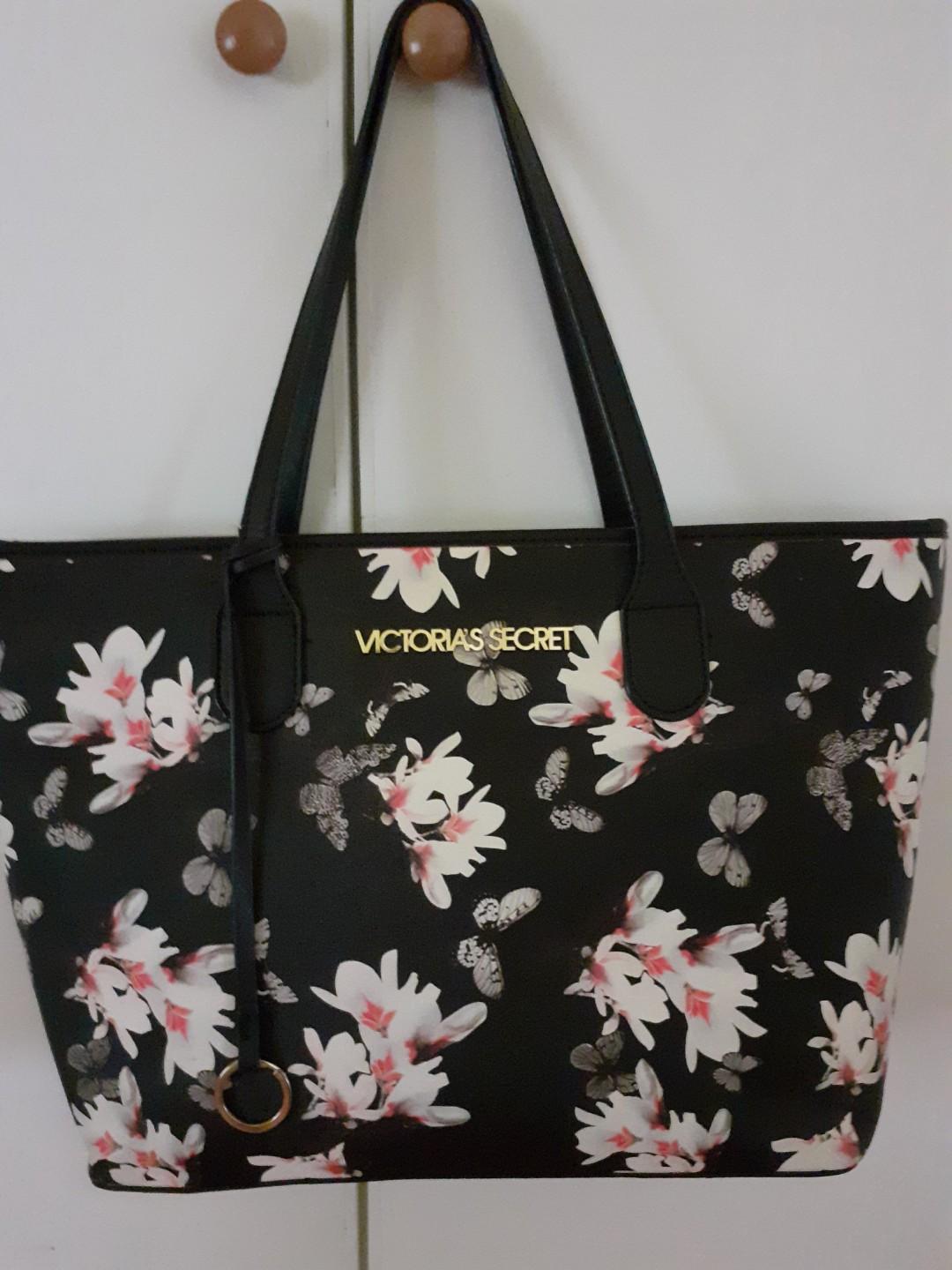 Victoria's Secret | Bags | Victorias Secret Black Floral Red Roses Large  Tote Shoulder Bag | Poshmark