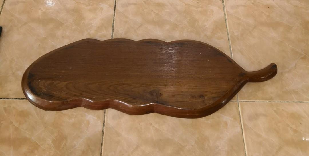 wooden platter plate tray (Category: Vases & Decorative Bowls) located in Hulu Selangor. Submitted by honey5 (Listing ID 234428838, Image 3). Description: about 23 inches in length chipped at holder Good condition considering it's age.
