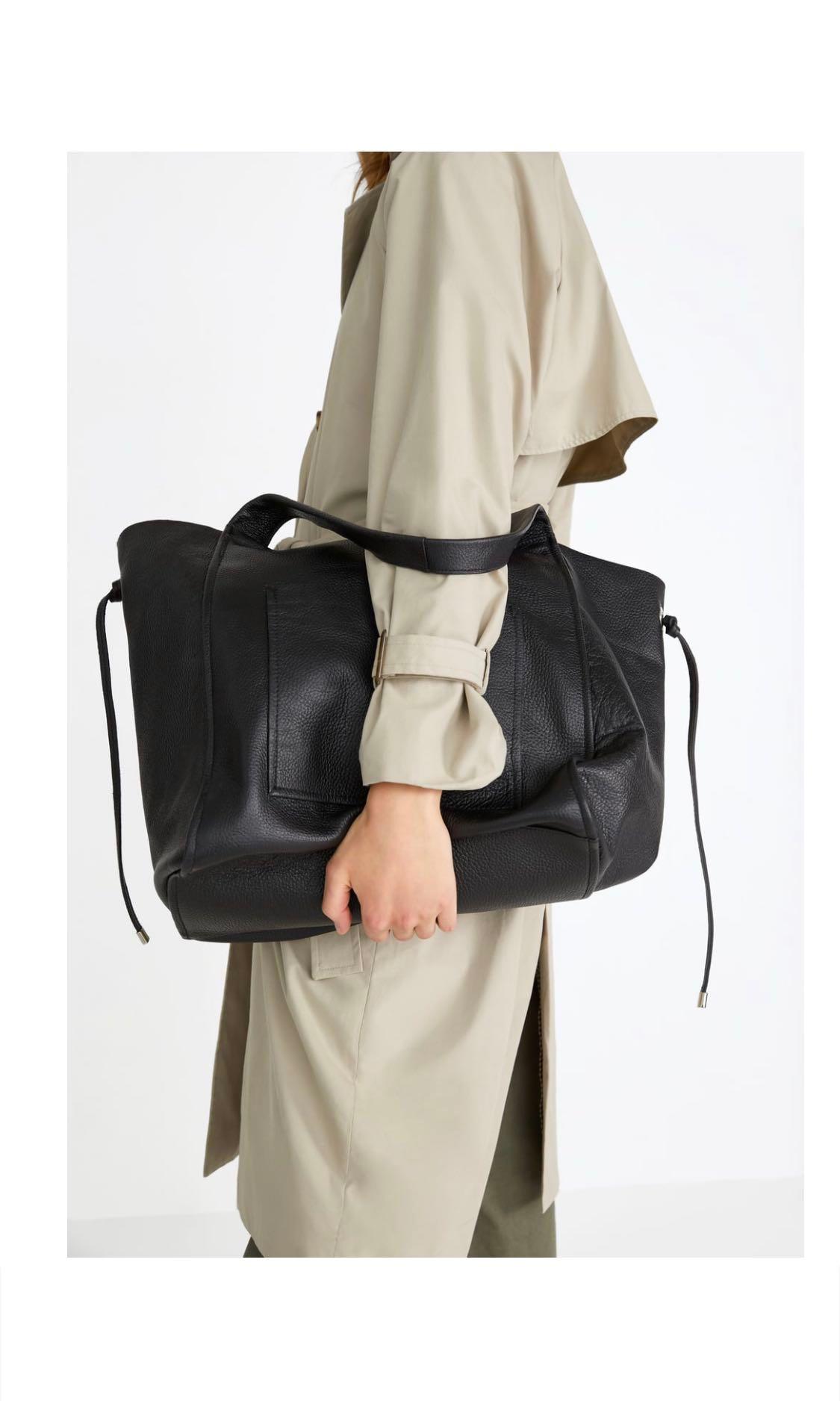 zara leather shopper bag
