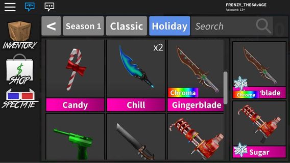 Mm2 Godly & Chroma Halloween Christmas Vintage Eternal Knifes & Gun Murder  Mystery 2 Roblox, Video Gaming, Gaming Accessories, Game Gift Cards &  Accounts on Carousell