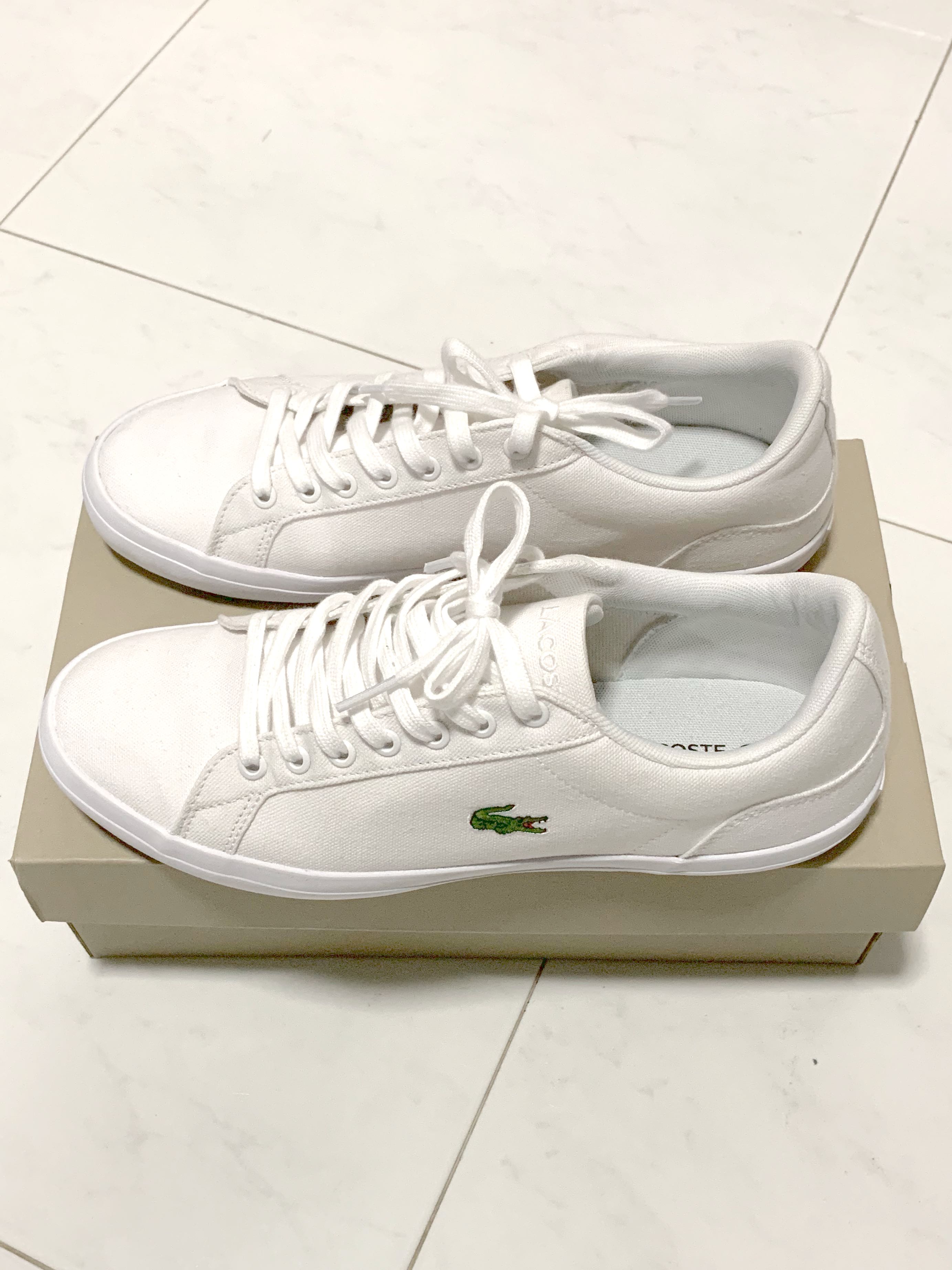 lacoste white canvas shoes