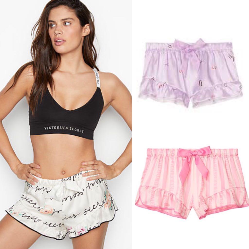 Brand New Authentic Vs Satin Ruffle Shorts Size Xl 2 Designs Women S Fashion Bottoms Other Bottoms On Carousell