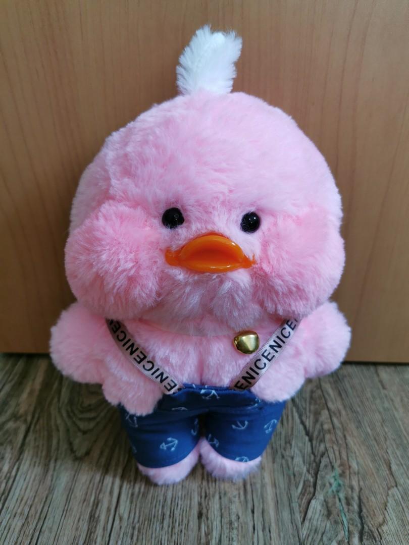 duck plush with pink cheeks
