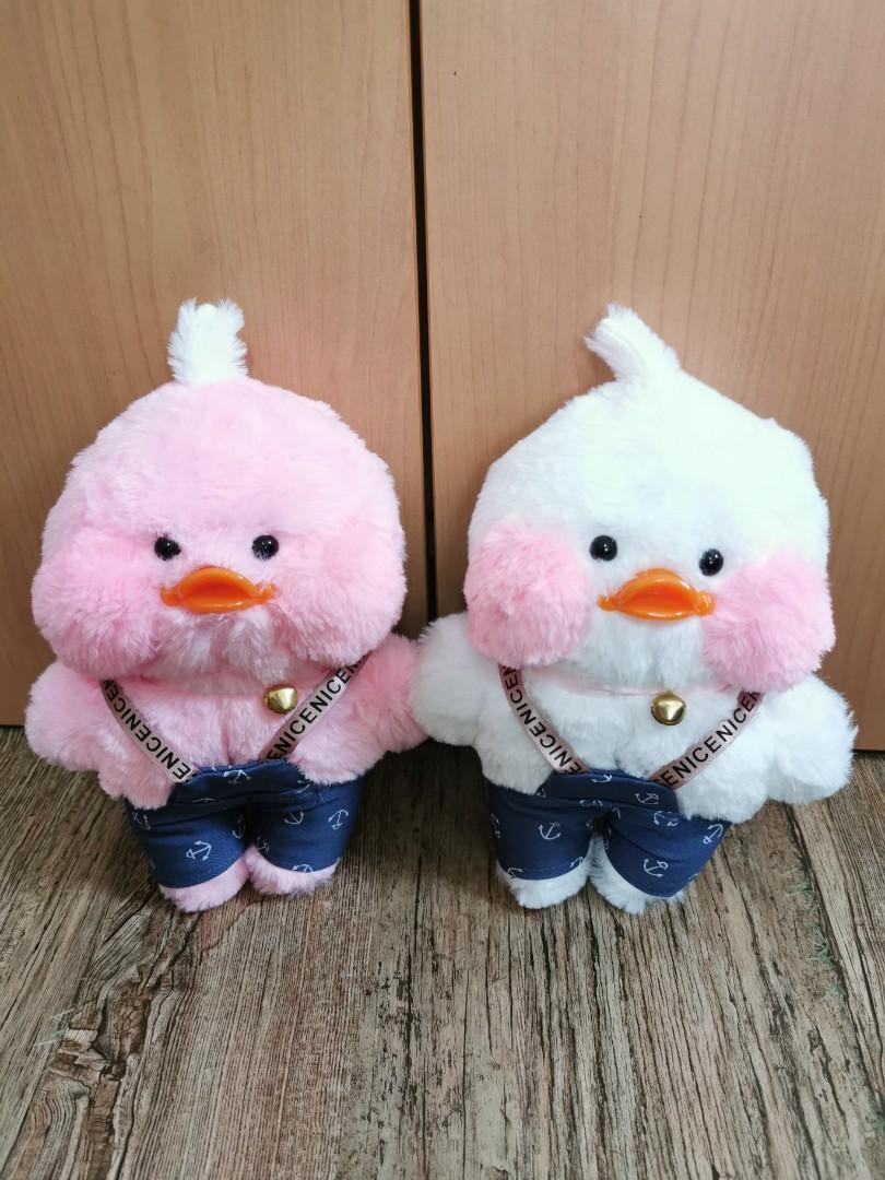 duck plush with pink cheeks