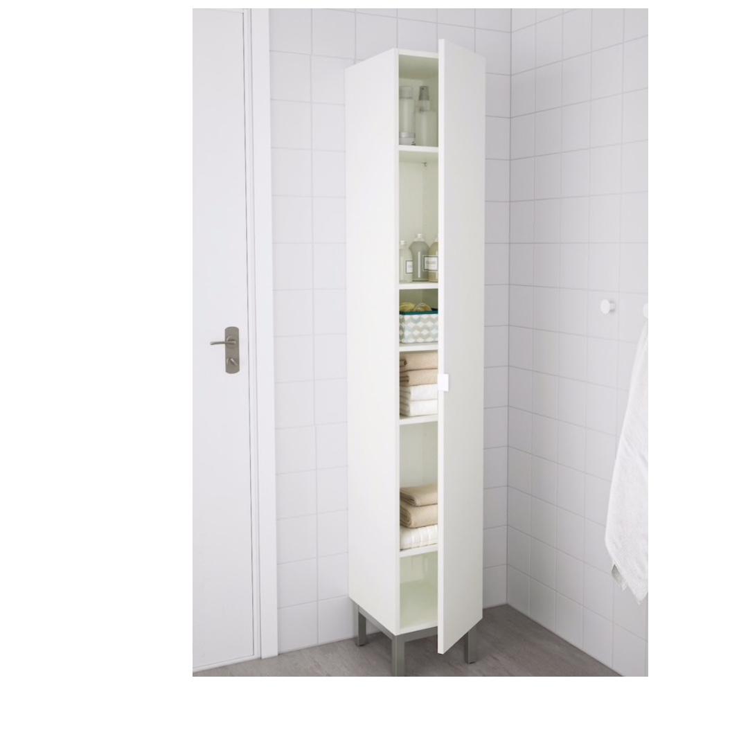 Ikea Lillangen tall narrow storage cabinet in Matt white, Furniture ...