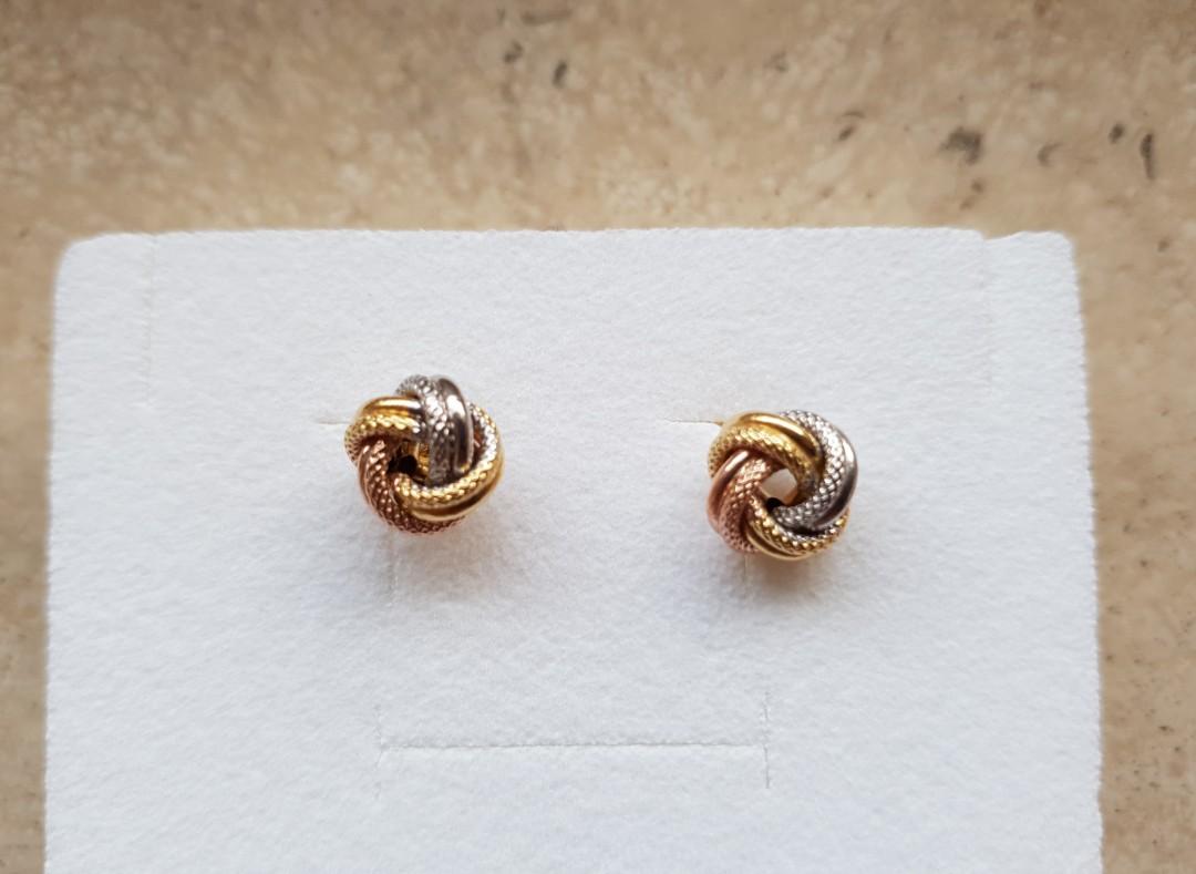 Tri color outlet knot earrings