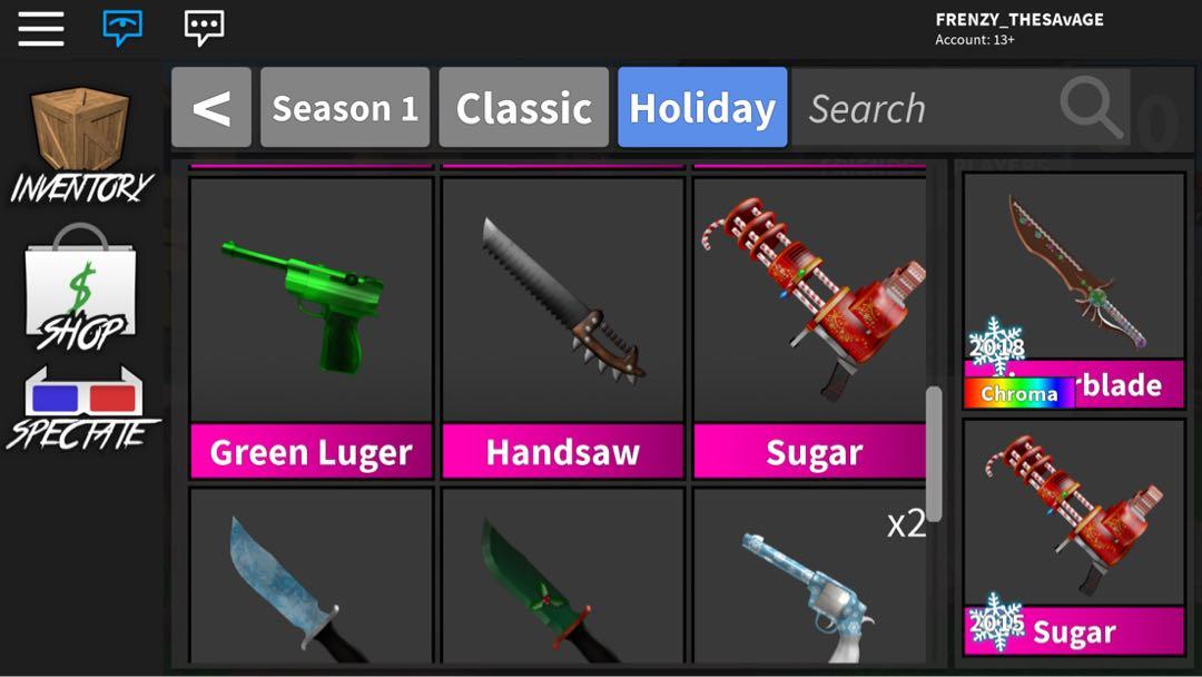Roblox Murder Mystery 2 Godly Guns Kinfe Toys Games Video Gaming In Game Products On Carousell - luger roblox mm2