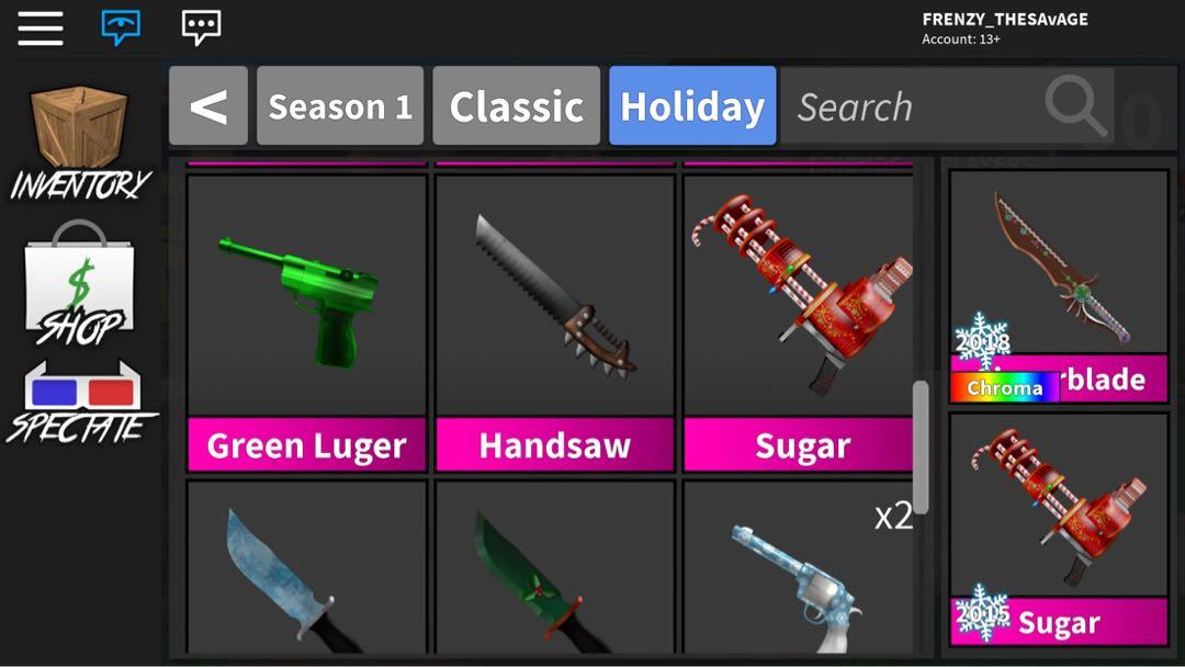 Roblox Murder Mystery 2 Godly Guns Kinfe Toys Games Video Gaming In Game Products On Carousell - pm mee now and get a gun just for u for 100 robux roblox