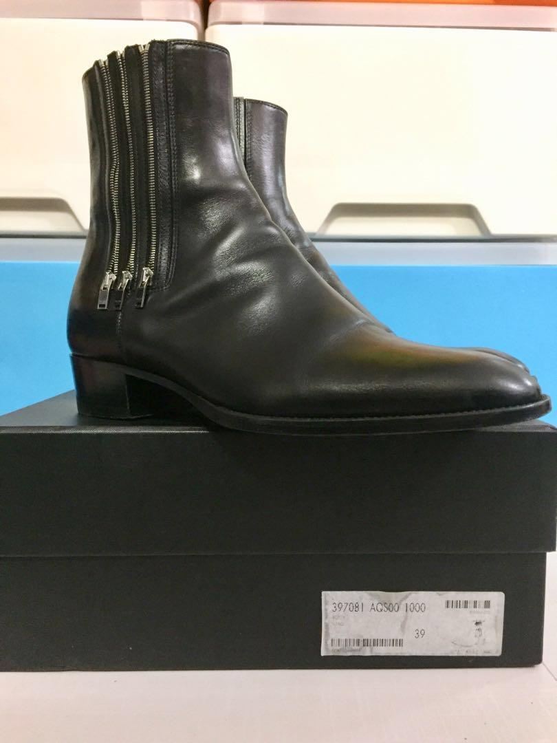 Saint Laurent SLP Wyatt Lucas 3 Zipper Boots Black Euro39 Dior