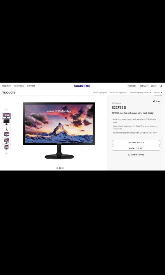 Samsung S22F350FH 21.5-Inch FHD Monitor, Computers  Tech, Parts   Accessories, Monitor Screens on Carousell