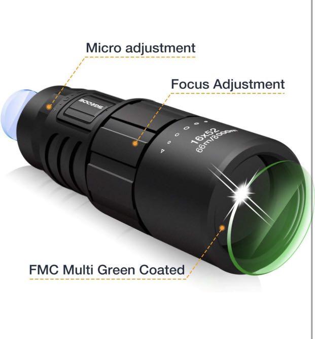 Super Clear 16x52 Monocular Telescope SGODDE Night Vision