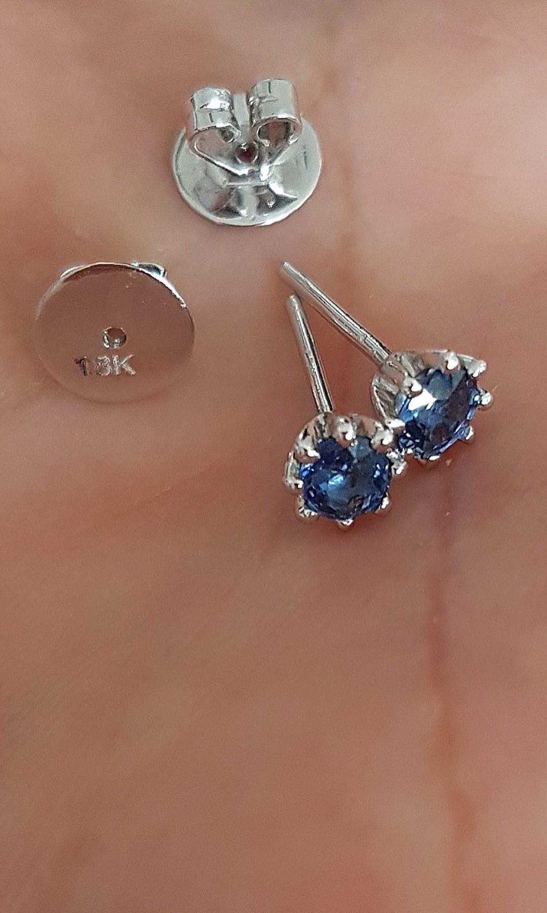 Unheated Blue Sapphire Ear Studs Women S Fashion Jewellery Earrings On Carousell