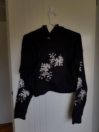 Missguided embroidered flower hoodie EUC