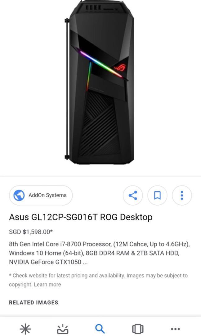 Asus Rog Gl12cp Sg016t Electronics Computers Others On Carousell