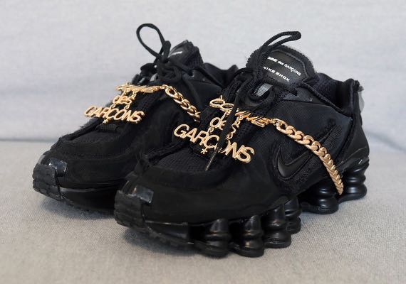 comme des garcons nike shox black