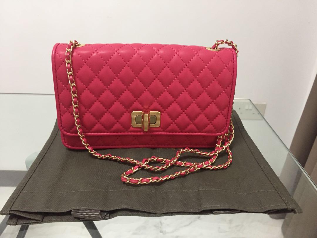 charles & keith quilted chain strap bag