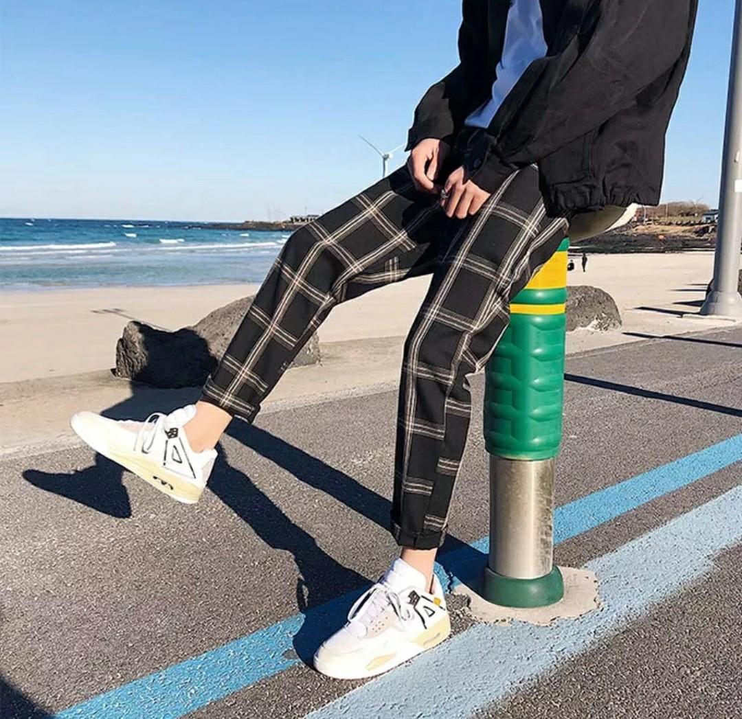 Checkered pants outfit men hotsell