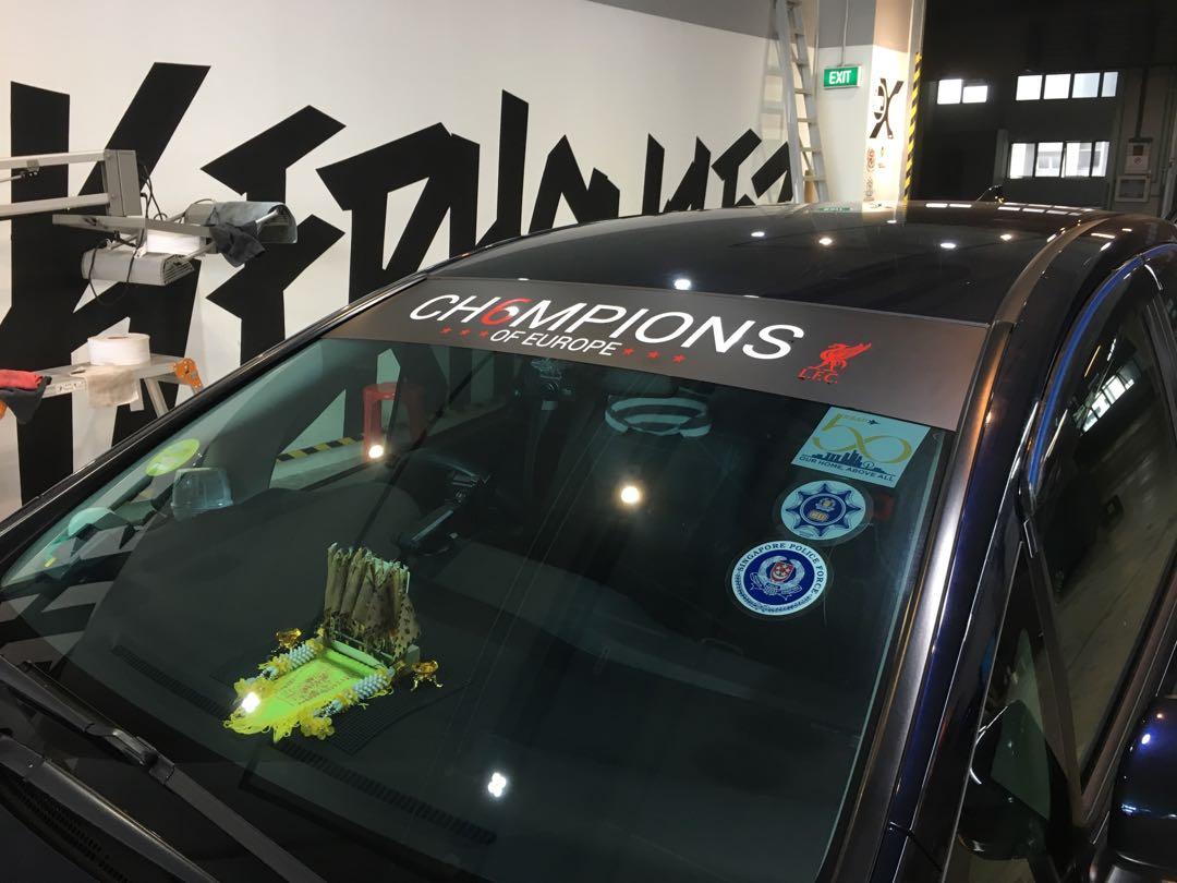 Customisable Sunshade Windshield Sun Visor With Design For Car Windscreen Vinyl Decal Sticker Liverpool Car Accessories Car Workshops Services On Carousell