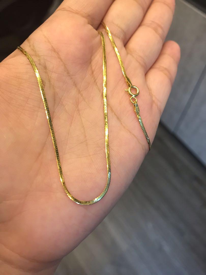 Instock Omega Flat Chain Genuine 18K 750 Gold Women s Fashion