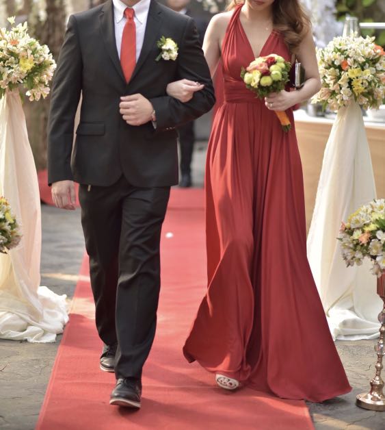 strapless open back dress Burgundy infinity bridesmaid dress - Gala Essential Long main image 0