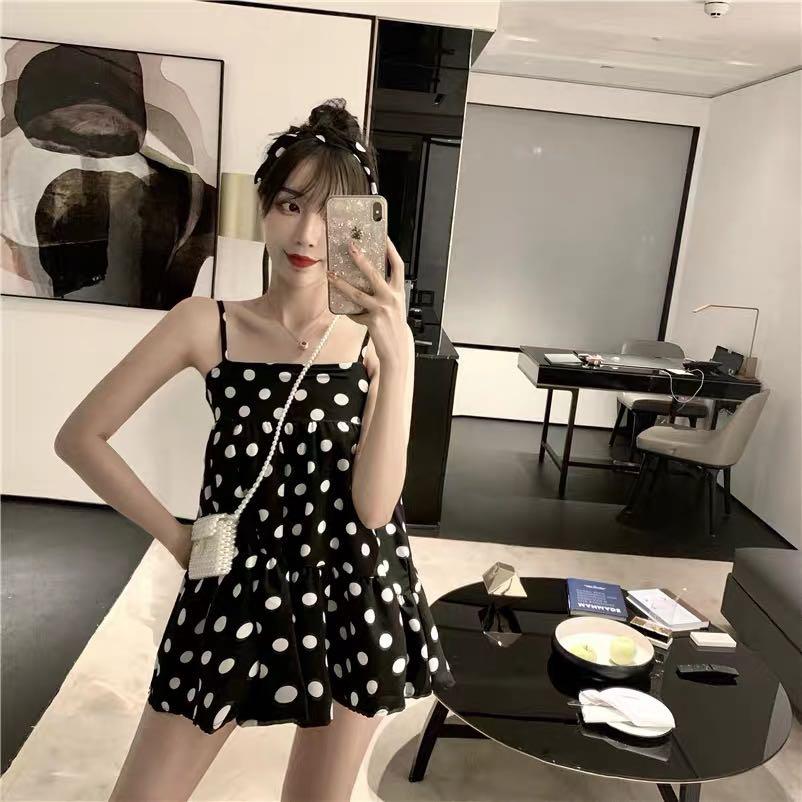 Polka Dots Camisole Fluffy Babydoll Top Women S Fashion Clothes Tops On Carousell