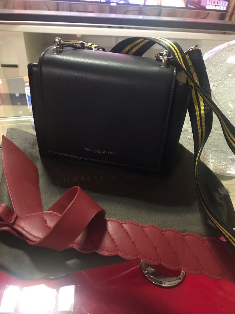 charles and keith nylon strap crossbody bag