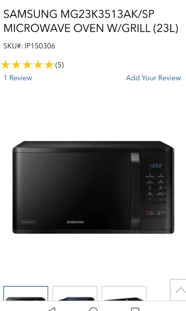 SAMSUNG MG23K3513AK/SP MICROWAVE OVEN W/GRILL (23L), TV \u0026 Home Appliances,  Kitchen Appliances, Ovens \u0026 Toasters on Carousell